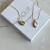 Steel Oval Stone Necklace