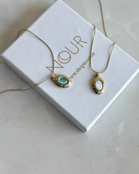 Steel Oval Stone Necklace - thumbnail 1