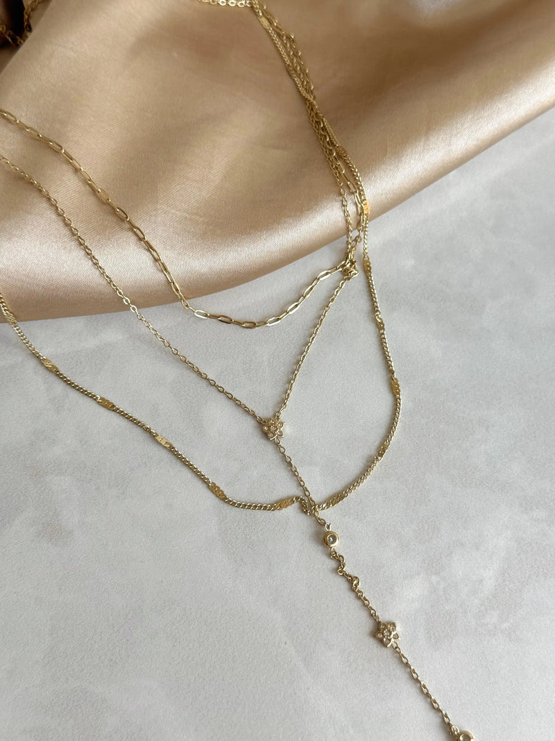 Steel Triple-Chain Y Necklace
