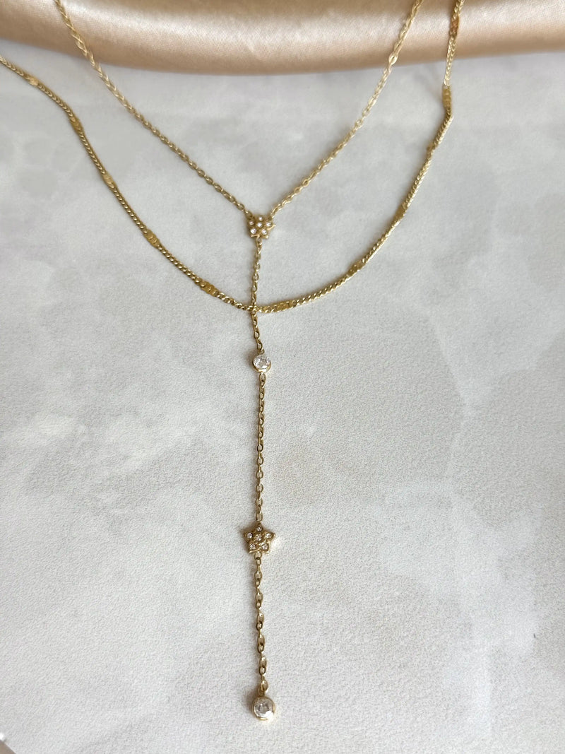 Steel Triple-Chain Y Necklace