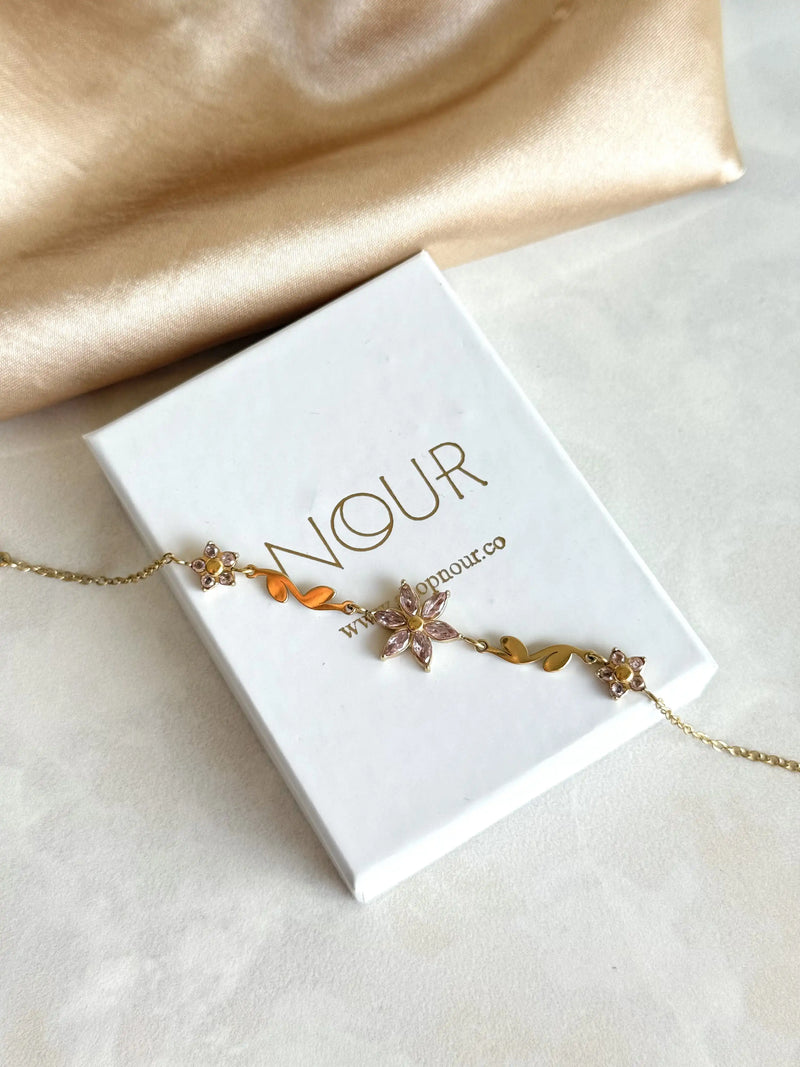 Steel Pink Lotus Bracelet