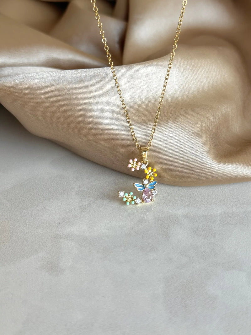 Dragonfly Crescent Necklace - Bella Collection