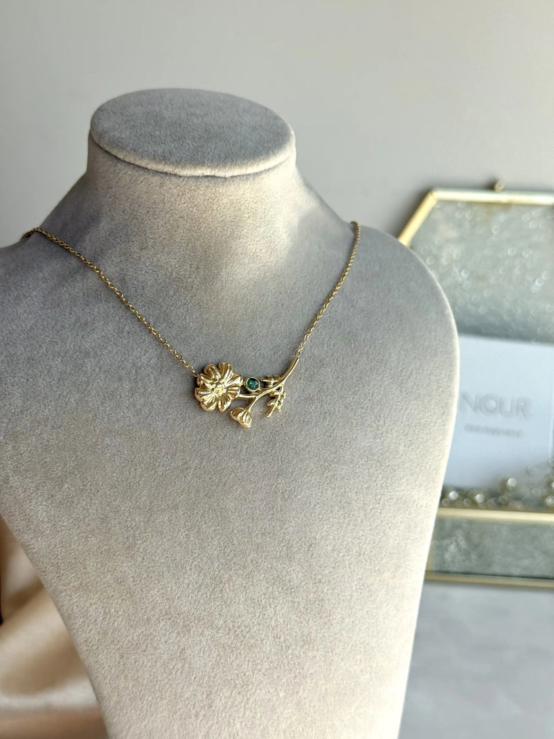 Steel Daisy Emerald Necklace