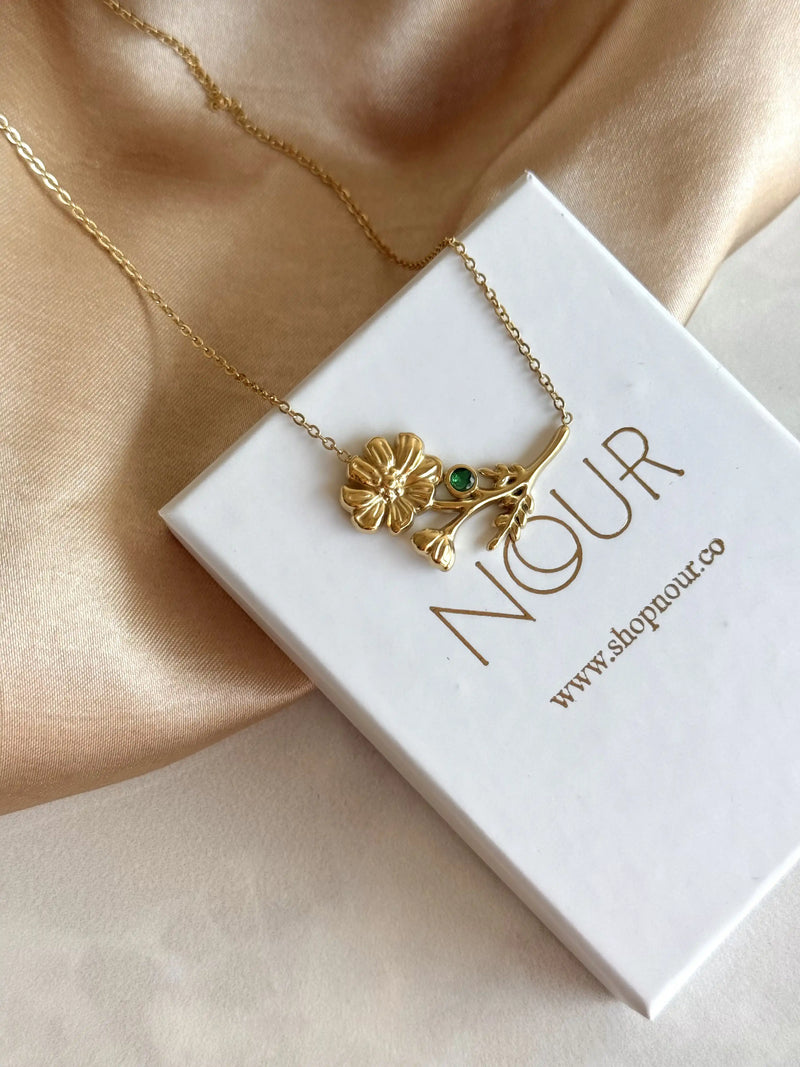 Steel Daisy Emerald Necklace