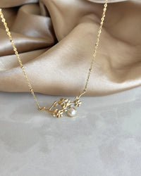 Steel Pearl Flower Necklace - thumbnail 2