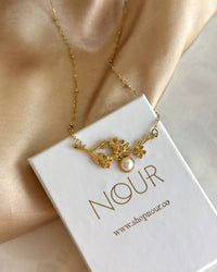Steel Pearl Flower Necklace - thumbnail 1