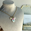 Steel Porcelain Flower Charm Necklace