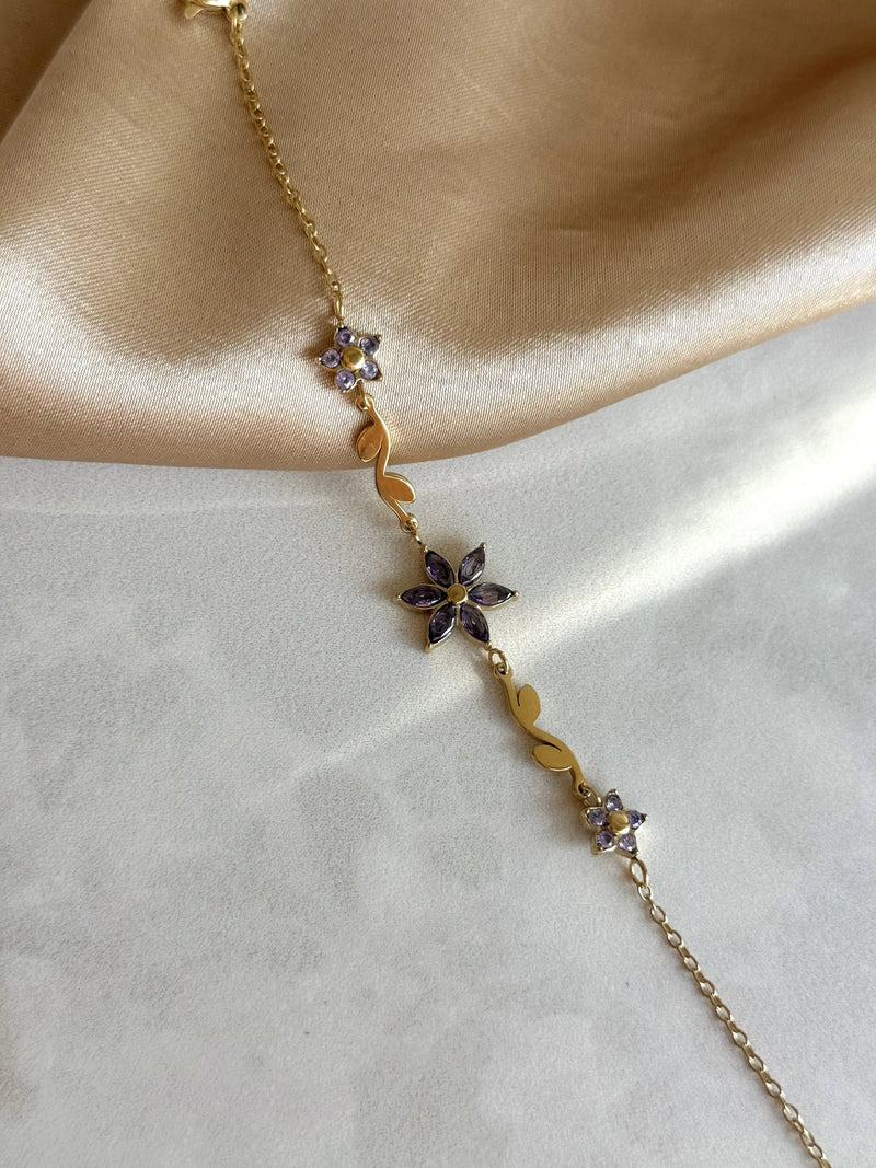 Steel Purple Lotus Bracelet