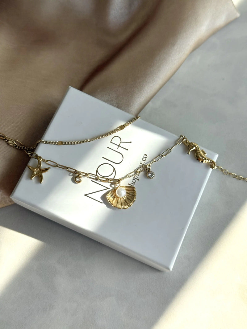 Steel Seashell Charm Bracelet