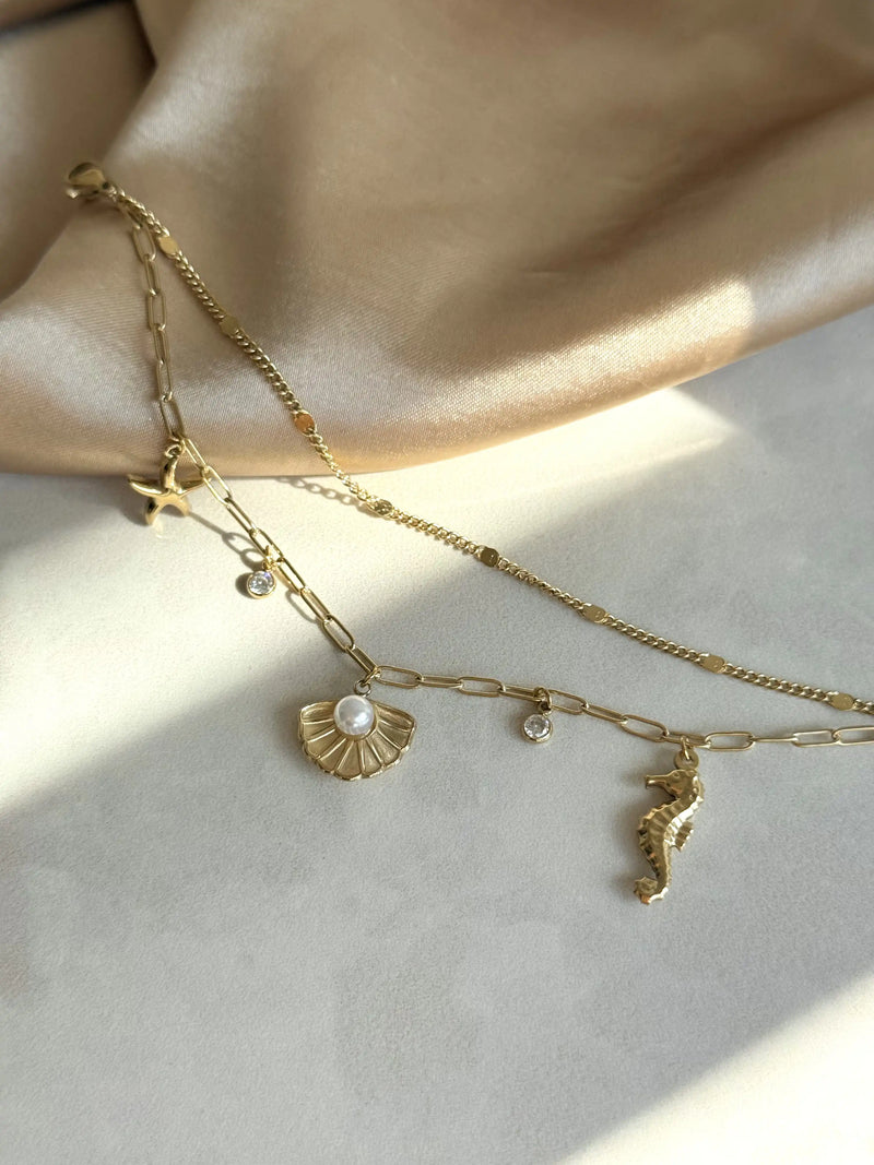 Steel Seashell Charm Bracelet