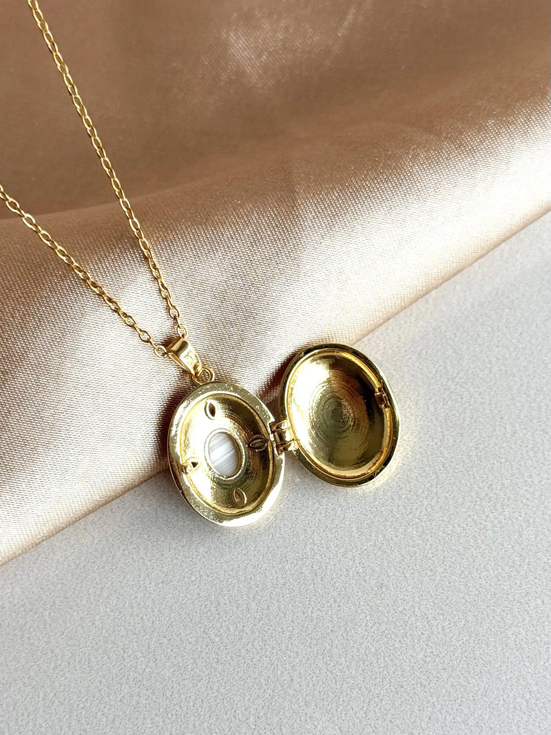 Vintage Mother-of-Pearl Locket Necklace