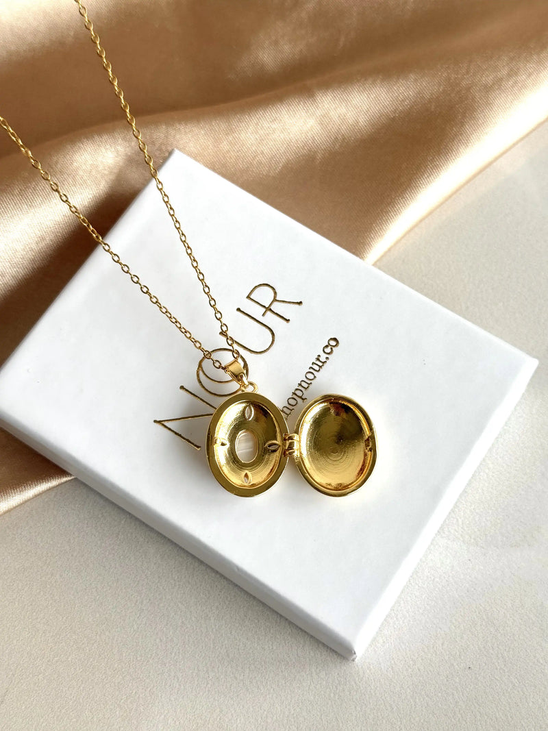 Vintage Mother-of-Pearl Locket Necklace