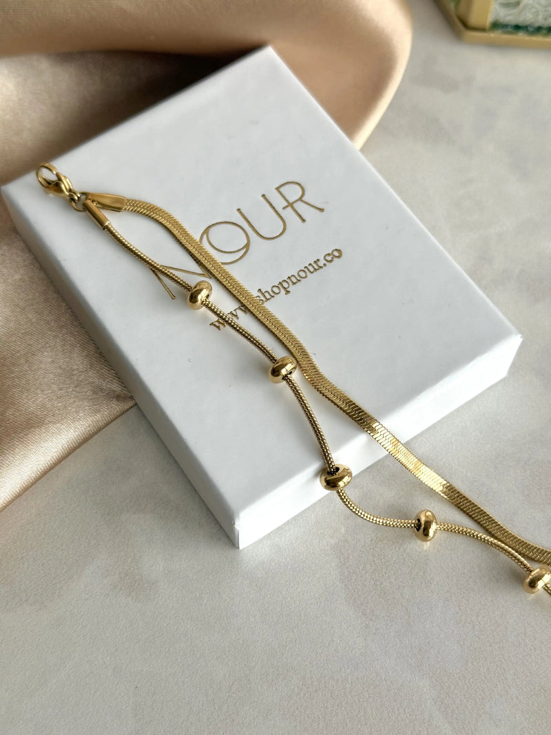 Steel Double Ball Italian Chain Bracelet