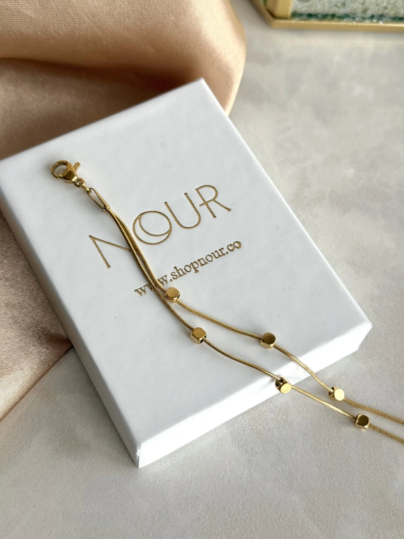 Steel Two-Chain Cube Bracelet