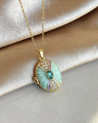 Aqua Green Stone Medallion - thumbnail 1