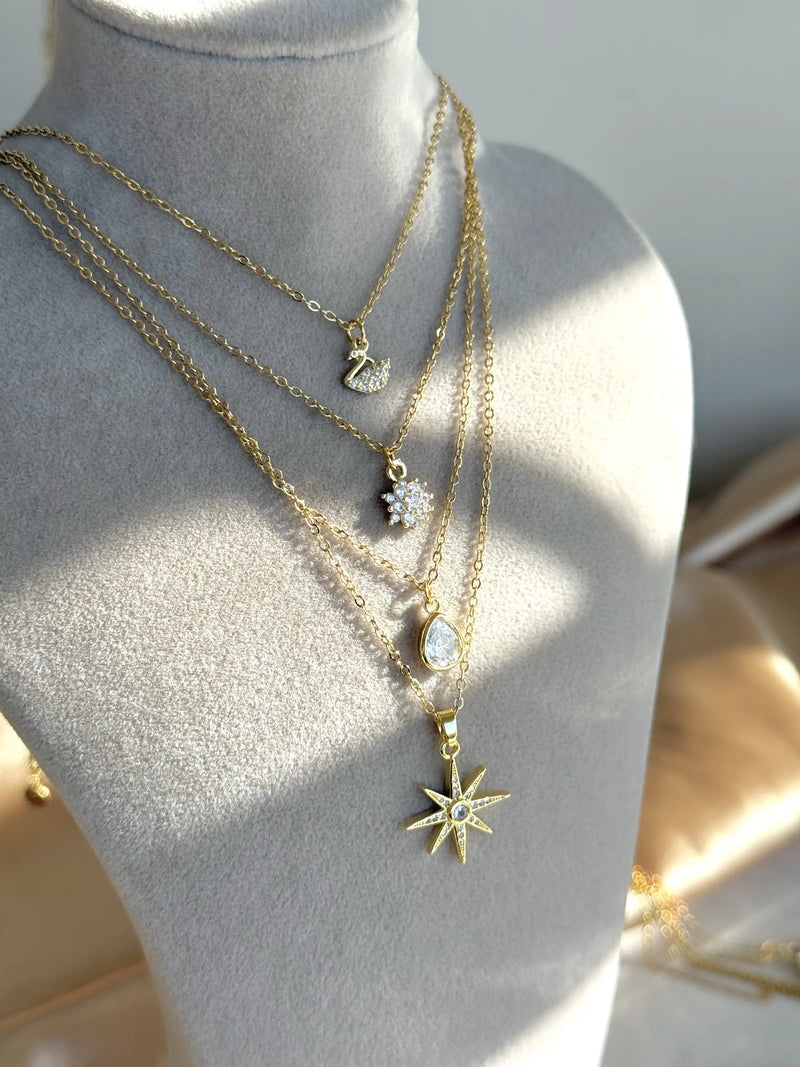 Tiny Stone Flower Necklace
