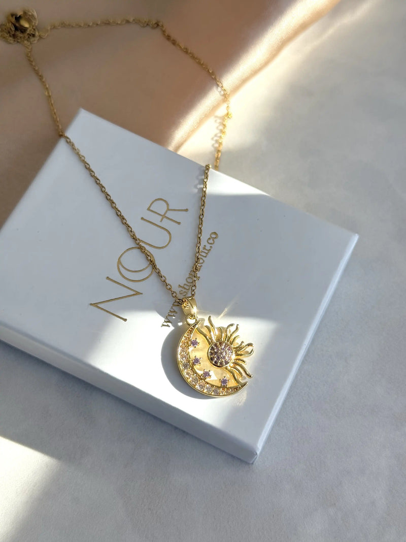 Moon and Sun Stone Necklace