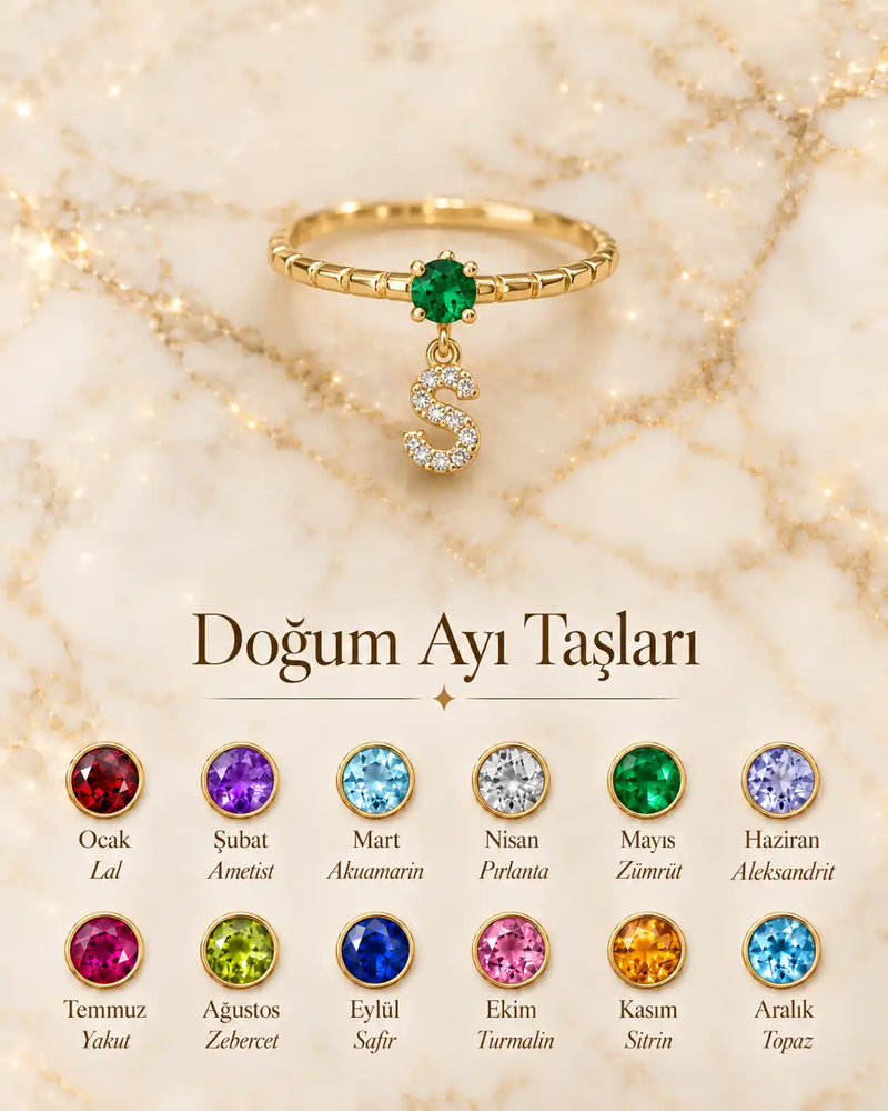 925 Sterling Silver | Initial Birthstone Ring