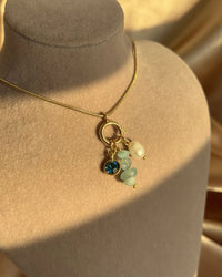 Aquamarine Pearl Charm Necklace - thumbnail 2