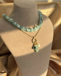 Aquamarine Pearl Charm Necklace - thumbnail 1