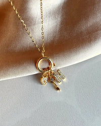 Key Letter Heart Charm Necklace - thumbnail 1