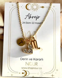 Zodiac Heart Letter Necklace - thumbnail 3