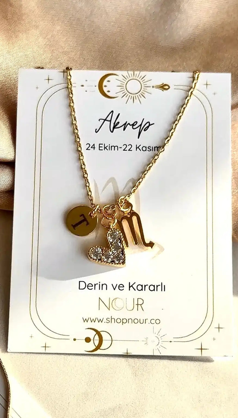 Zodiac Heart Letter Necklace
