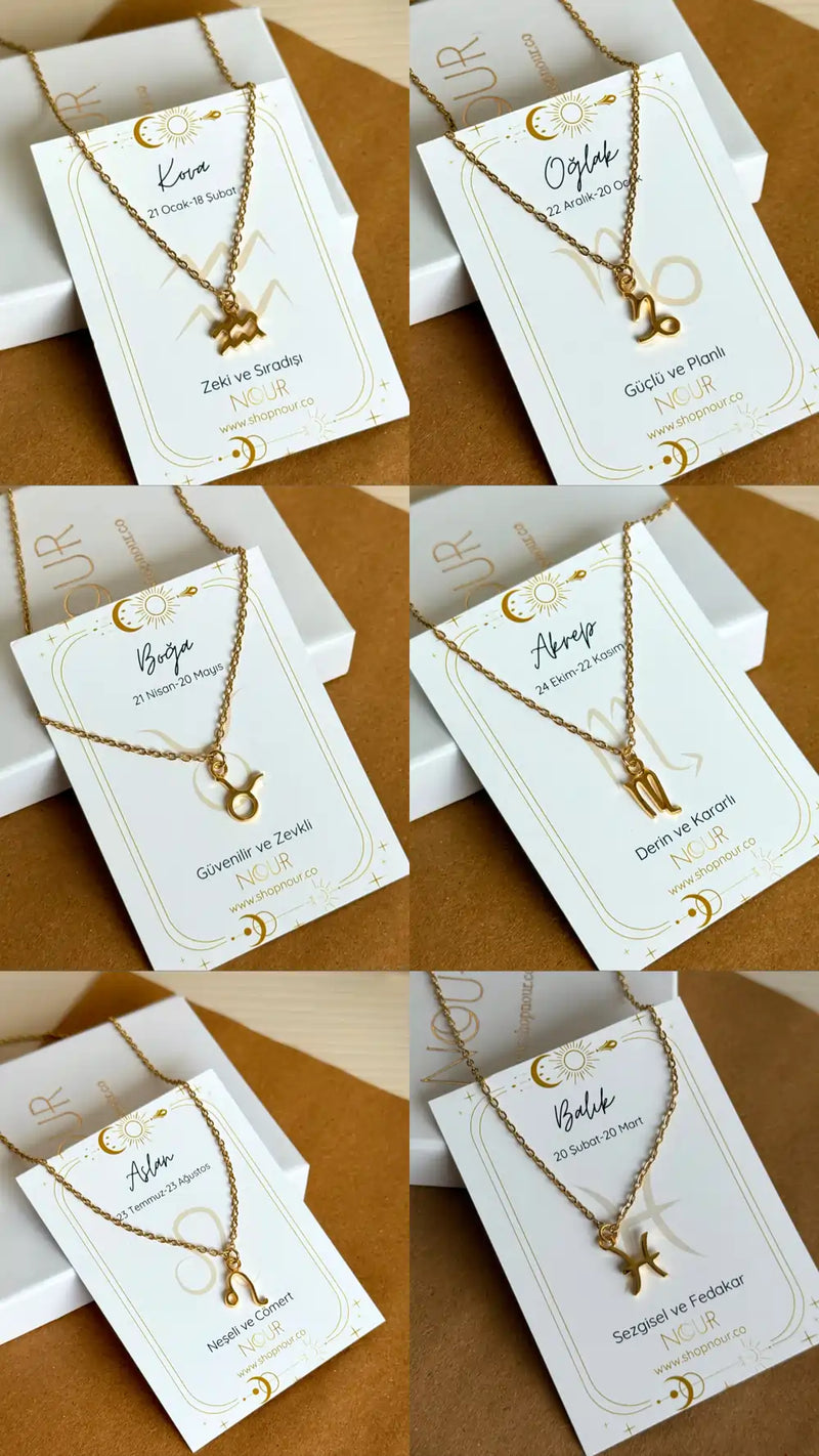 Zodiac Heart Letter Necklace