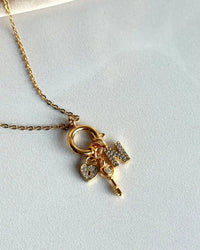 Key Letter Heart Charm Necklace - thumbnail 4
