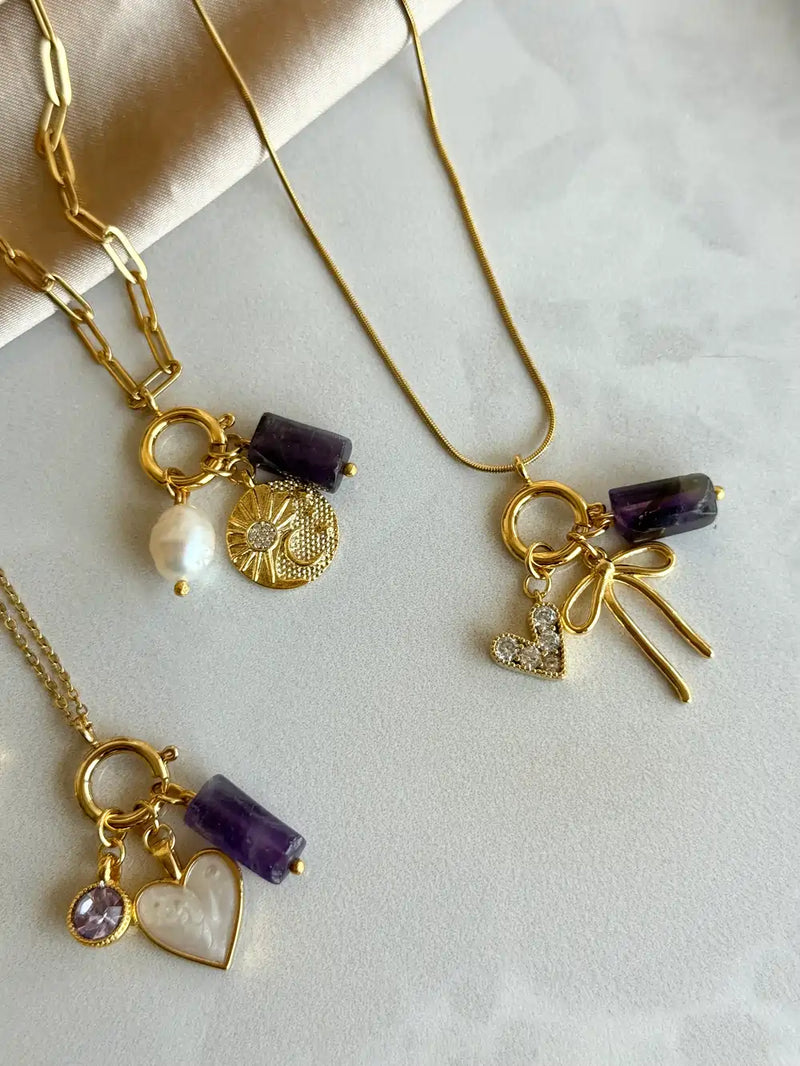 Amethyst Charm Necklaces