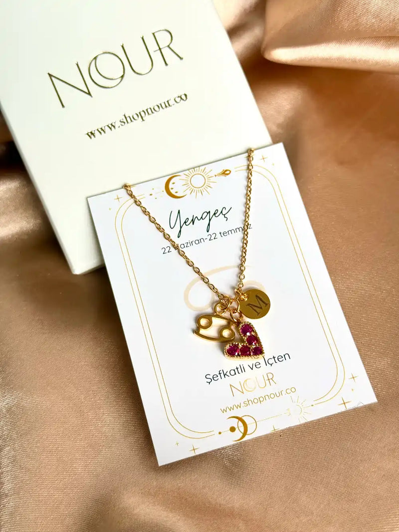 Zodiac Heart Letter Necklace