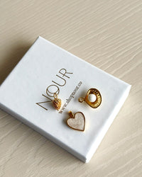 Pearl White Heart Charm - thumbnail 1