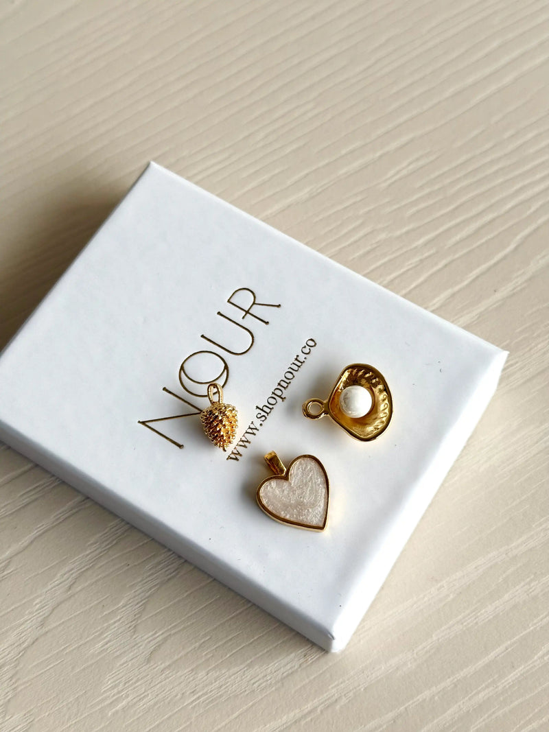 Pearl White Heart Charm