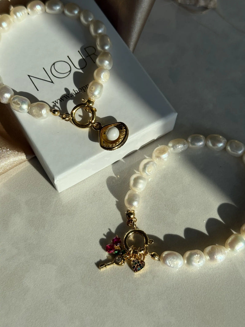 Pearl Ring Charm Bracelet