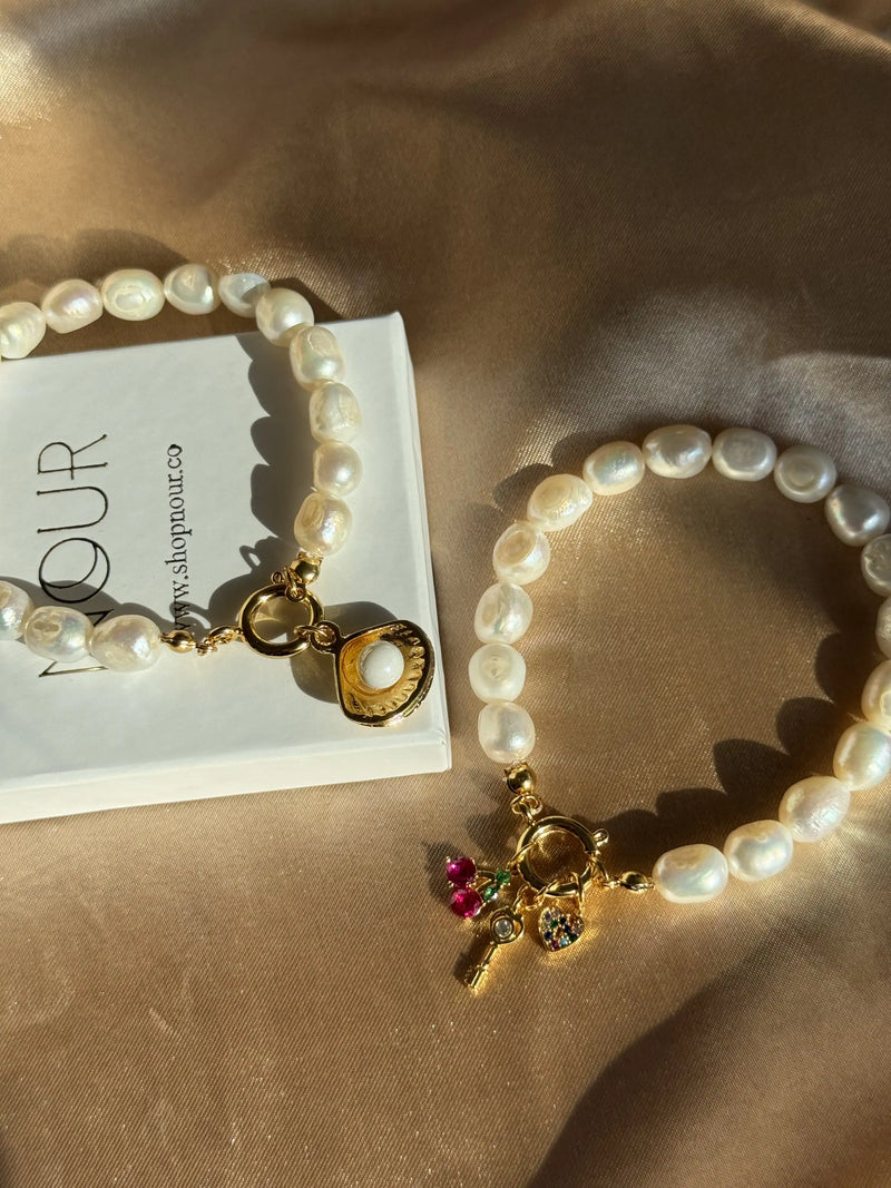 Pearl Ring Charm Bracelet