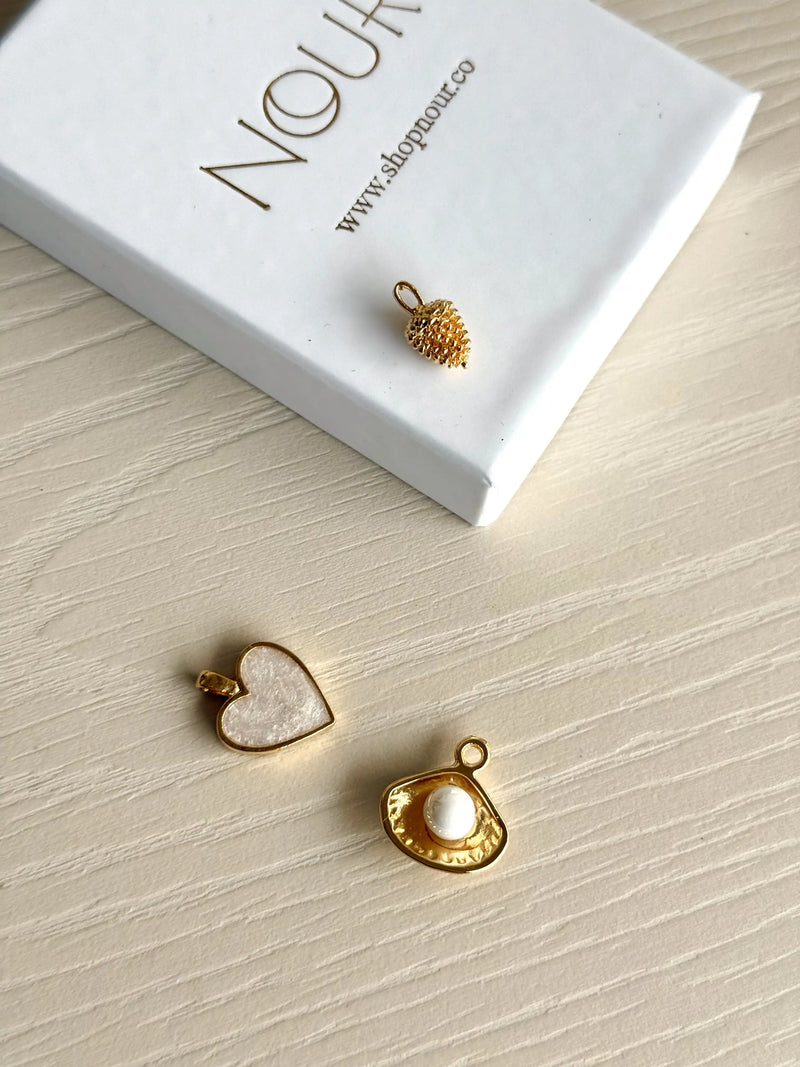 Pearl White Heart Charm