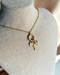 Key Letter Heart Charm Necklace - thumbnail 3
