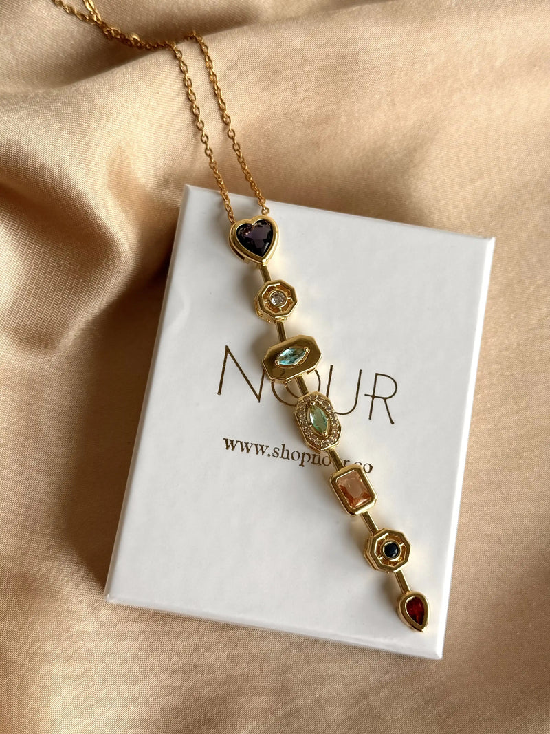 Heart-shaped Colorful Y Necklace