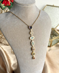 Heart-shaped Colorful Y Necklace - thumbnail 1