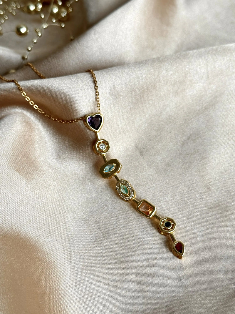 Heart-shaped Colorful Y Necklace