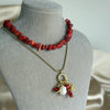 Coral Pearl Charm Necklace