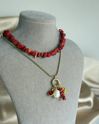 Coral Pearl Charm Necklace - thumbnail 1