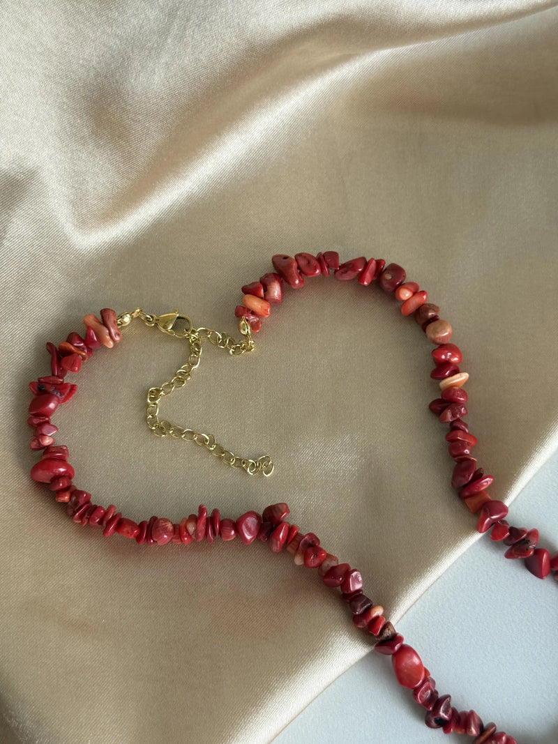 Coral Pearl Charm Necklace