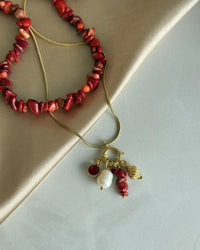 Coral Pearl Charm Necklace - thumbnail 5