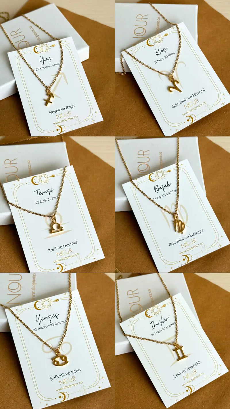 Zodiac Heart Letter Necklace