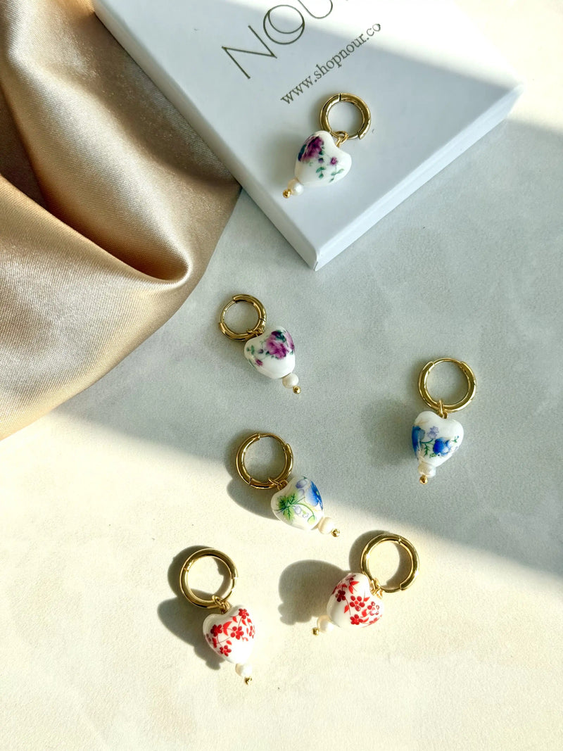 Porcelain Heart Earrings