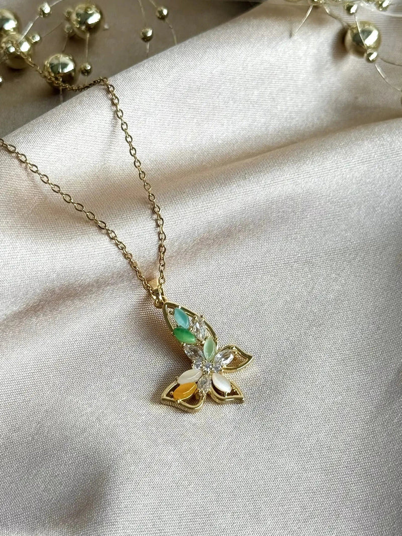 Colorful Stone Butterfly Necklace