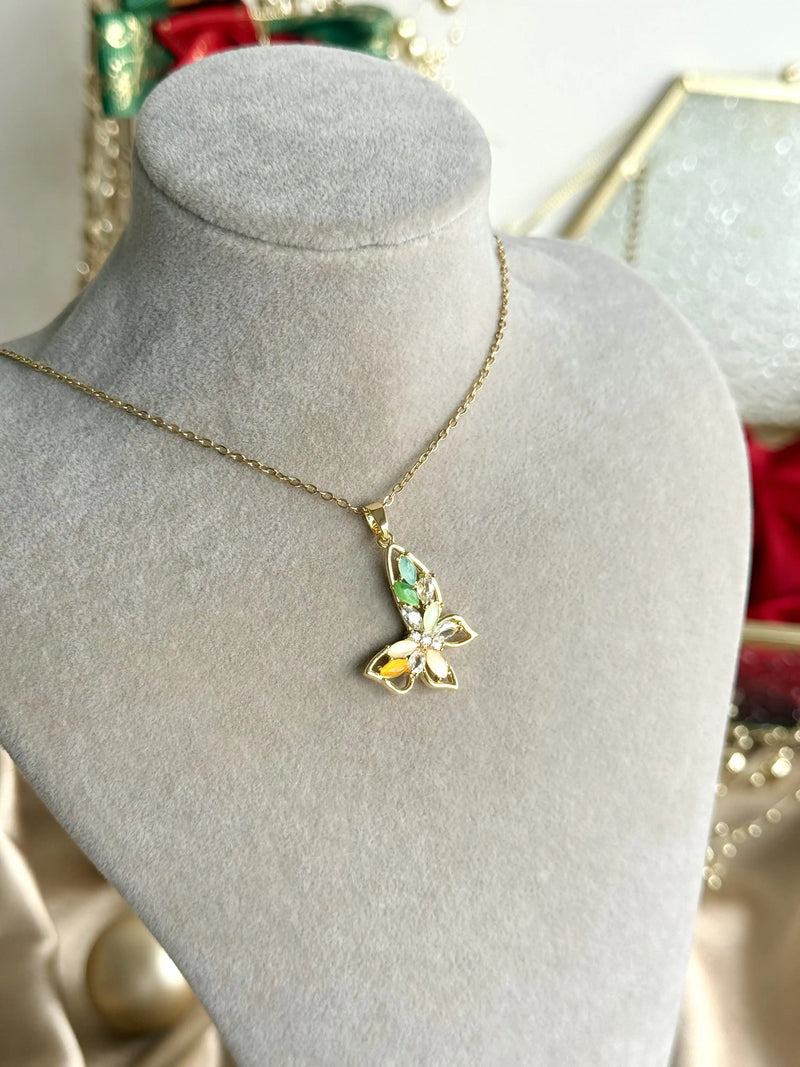 Colorful Stone Butterfly Necklace