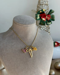 Ribbon Heart Christmas Necklace - thumbnail 1